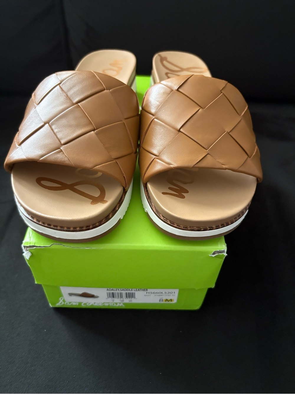 Sam Edelman Tan Woven Leather Slide Sandals - Women's